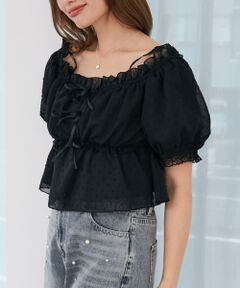 MAJESTIC LEGON / マジェスティックレゴン シャツ・ブラウス | フロントリボンオフショルブラウス