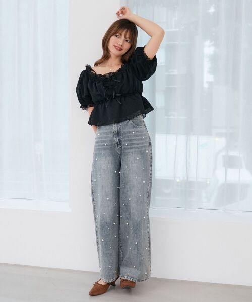 MAJESTIC LEGON / マジェスティックレゴン シャツ・ブラウス | フロントリボンオフショルブラウス | 詳細1