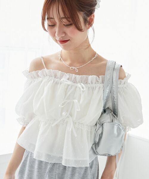 MAJESTIC LEGON / マジェスティックレゴン シャツ・ブラウス | フロントリボンオフショルブラウス | 詳細12