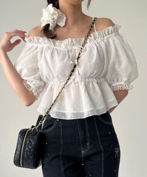 MAJESTIC LEGON / マジェスティックレゴン シャツ・ブラウス | フロントリボンオフショルブラウス | 詳細15