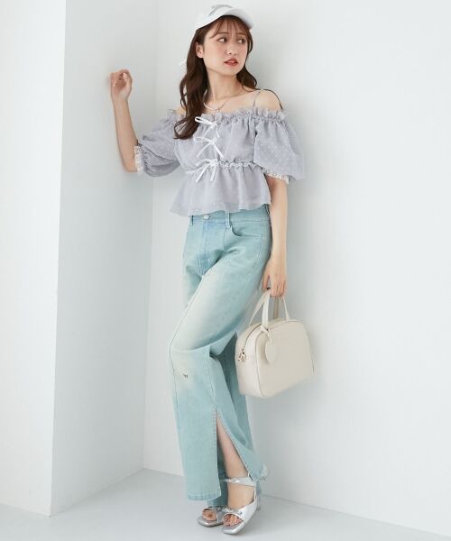 MAJESTIC LEGON / マジェスティックレゴン シャツ・ブラウス | フロントリボンオフショルブラウス | 詳細18