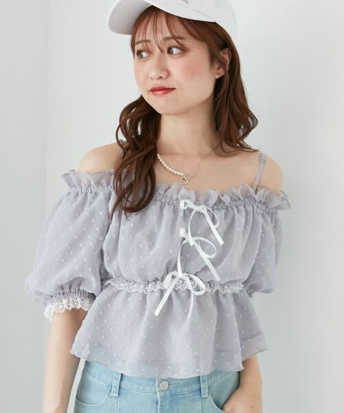 MAJESTIC LEGON / マジェスティックレゴン シャツ・ブラウス | フロントリボンオフショルブラウス | 詳細20