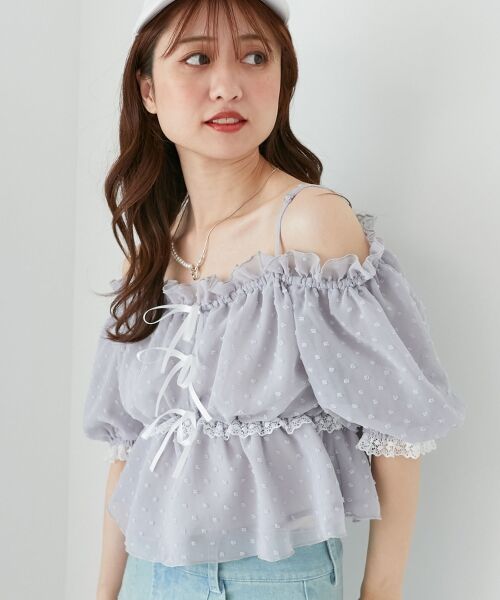 MAJESTIC LEGON / マジェスティックレゴン シャツ・ブラウス | フロントリボンオフショルブラウス | 詳細21