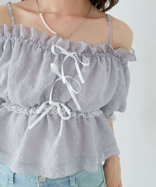 MAJESTIC LEGON / マジェスティックレゴン シャツ・ブラウス | フロントリボンオフショルブラウス | 詳細23