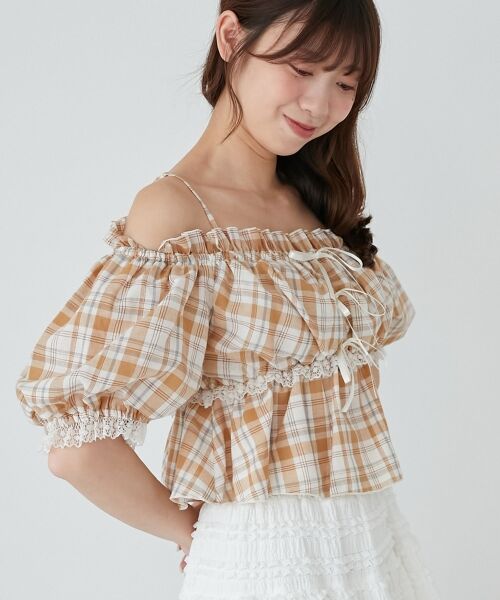 MAJESTIC LEGON / マジェスティックレゴン シャツ・ブラウス | フロントリボンオフショルブラウス | 詳細30
