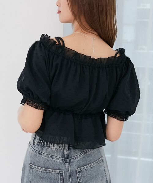 MAJESTIC LEGON / マジェスティックレゴン シャツ・ブラウス | フロントリボンオフショルブラウス | 詳細6