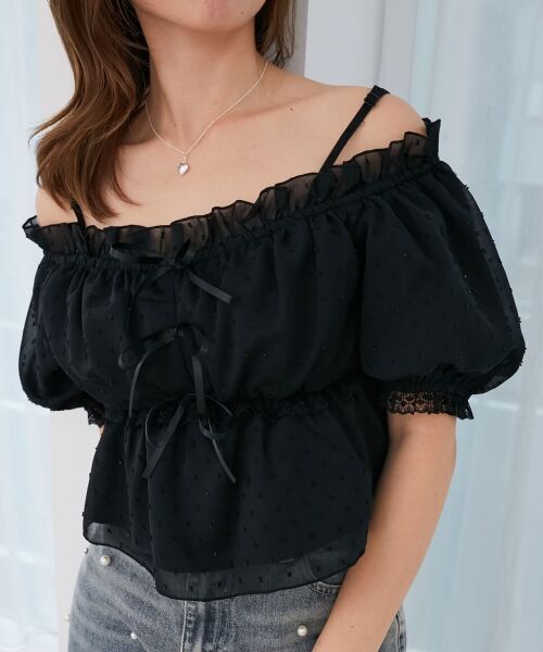 MAJESTIC LEGON / マジェスティックレゴン シャツ・ブラウス | フロントリボンオフショルブラウス | 詳細7