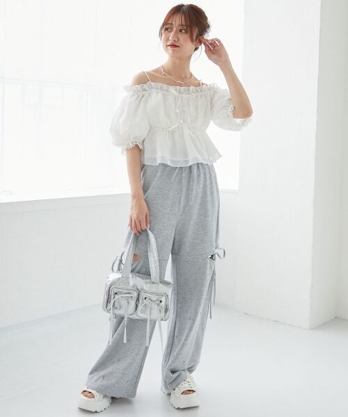 MAJESTIC LEGON / マジェスティックレゴン シャツ・ブラウス | フロントリボンオフショルブラウス | 詳細8