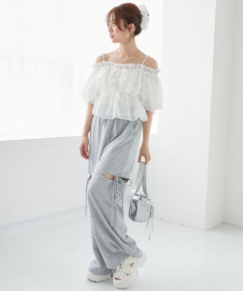 MAJESTIC LEGON / マジェスティックレゴン シャツ・ブラウス | フロントリボンオフショルブラウス | 詳細9