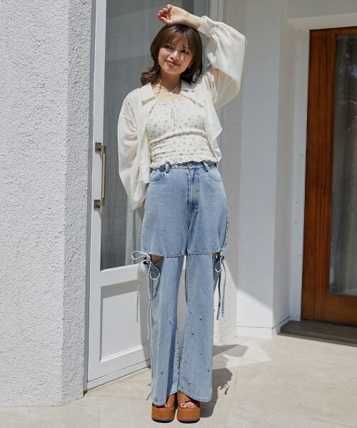 MAJESTIC LEGON / マジェスティックレゴン シャツ・ブラウス | キラキラドロストシアーシャツ | 詳細1