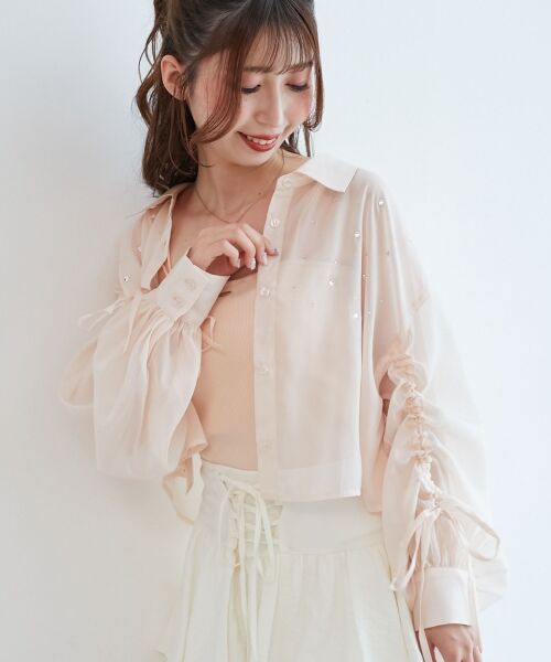 MAJESTIC LEGON / マジェスティックレゴン シャツ・ブラウス | キラキラドロストシアーシャツ | 詳細12