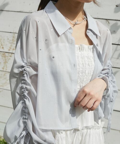 MAJESTIC LEGON / マジェスティックレゴン シャツ・ブラウス | キラキラドロストシアーシャツ | 詳細20