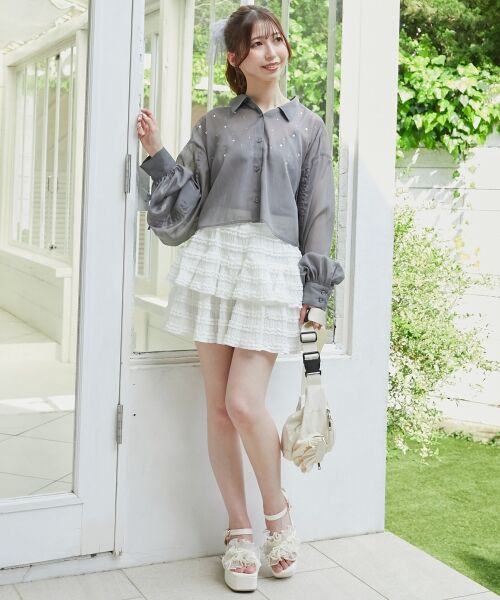 MAJESTIC LEGON / マジェスティックレゴン シャツ・ブラウス | キラキラドロストシアーシャツ | 詳細21