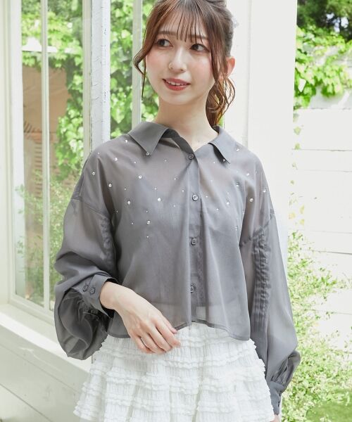 MAJESTIC LEGON / マジェスティックレゴン シャツ・ブラウス | キラキラドロストシアーシャツ | 詳細24