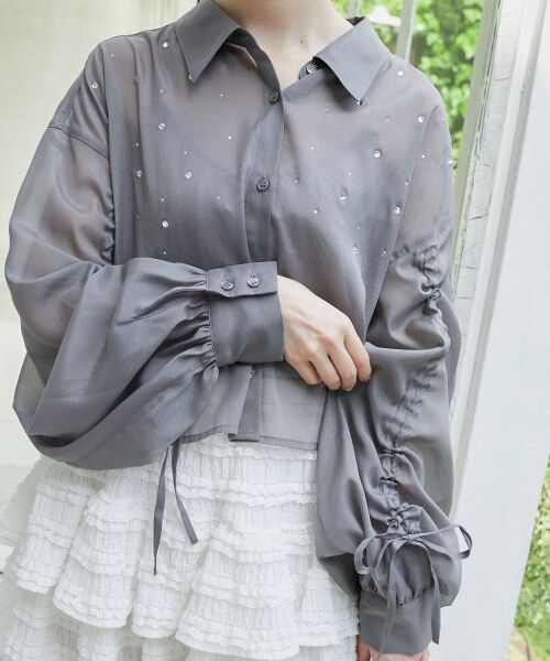 MAJESTIC LEGON / マジェスティックレゴン シャツ・ブラウス | キラキラドロストシアーシャツ | 詳細27