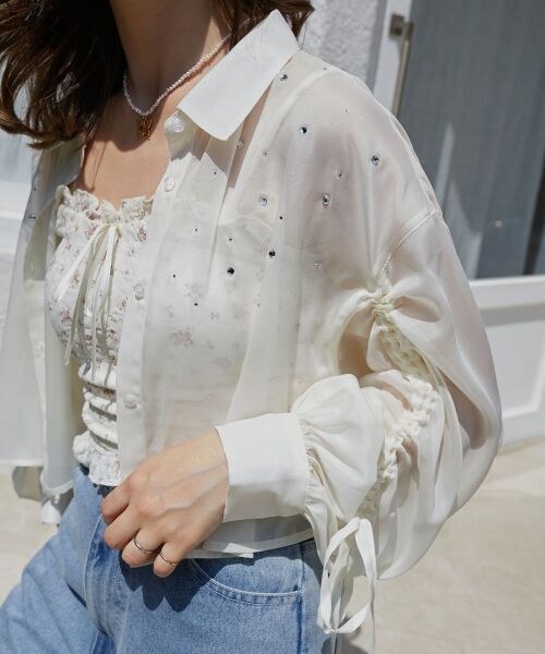 MAJESTIC LEGON / マジェスティックレゴン シャツ・ブラウス | キラキラドロストシアーシャツ | 詳細7