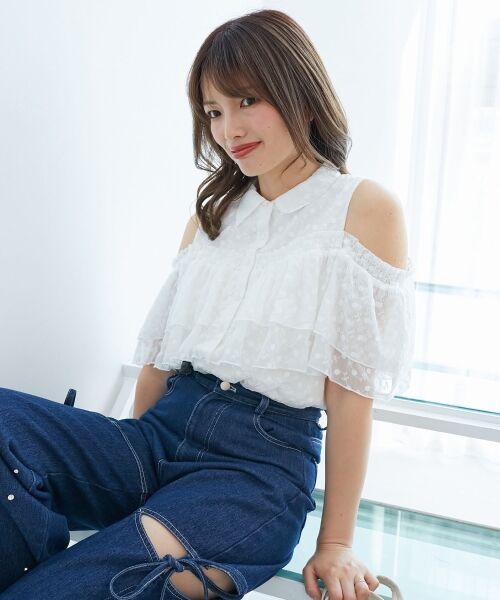 MAJESTIC LEGON / マジェスティックレゴン シャツ・ブラウス | 肩開きフリルブラウス | 詳細12