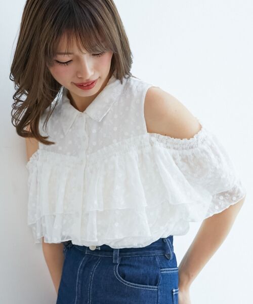 MAJESTIC LEGON / マジェスティックレゴン シャツ・ブラウス | 肩開きフリルブラウス | 詳細14