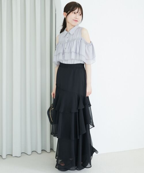 MAJESTIC LEGON / マジェスティックレゴン シャツ・ブラウス | 肩開きフリルブラウス | 詳細25