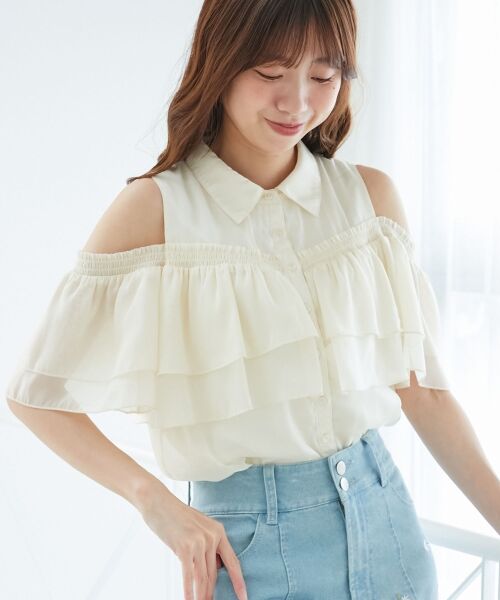 MAJESTIC LEGON / マジェスティックレゴン シャツ・ブラウス | 肩開きフリルブラウス | 詳細5