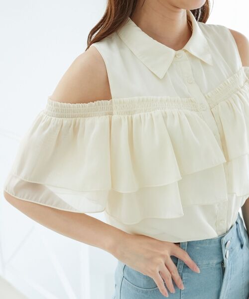 MAJESTIC LEGON / マジェスティックレゴン シャツ・ブラウス | 肩開きフリルブラウス | 詳細7
