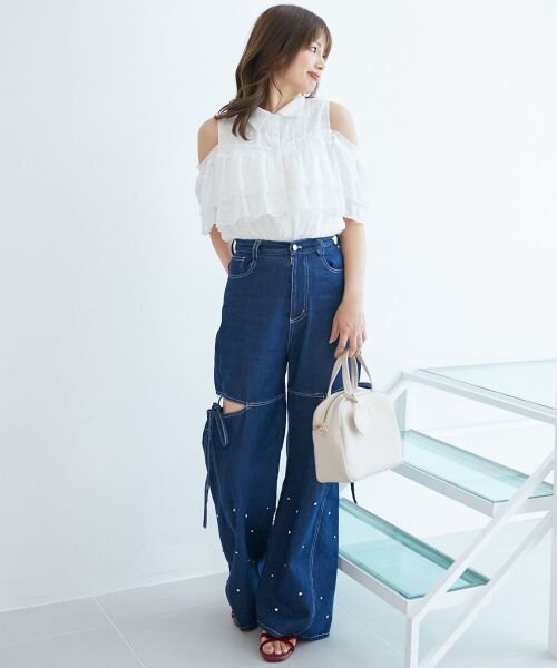 MAJESTIC LEGON / マジェスティックレゴン シャツ・ブラウス | 肩開きフリルブラウス | 詳細9