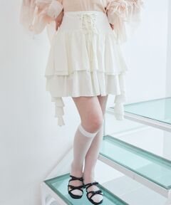 MAJESTIC LEGON / マジェスティックレゴン ミニ・ひざ丈スカート | サイドラッフルティアードミニスカパン