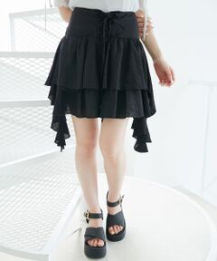 MAJESTIC LEGON / マジェスティックレゴン ミニ・ひざ丈スカート | サイドラッフルティアードミニスカパン