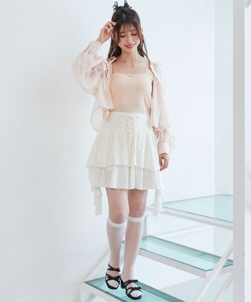 MAJESTIC LEGON / マジェスティックレゴン ミニ・ひざ丈スカート | サイドラッフルティアードミニスカパン | 詳細1