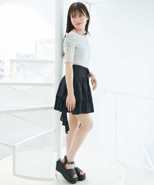 MAJESTIC LEGON / マジェスティックレゴン ミニ・ひざ丈スカート | サイドラッフルティアードミニスカパン | 詳細17