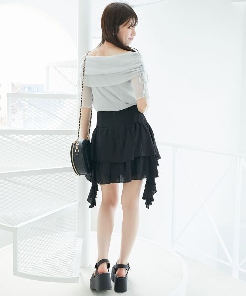 MAJESTIC LEGON / マジェスティックレゴン ミニ・ひざ丈スカート | サイドラッフルティアードミニスカパン | 詳細18