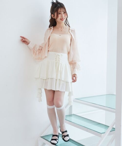 MAJESTIC LEGON / マジェスティックレゴン ミニ・ひざ丈スカート | サイドラッフルティアードミニスカパン | 詳細2