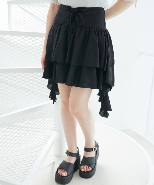 MAJESTIC LEGON / マジェスティックレゴン ミニ・ひざ丈スカート | サイドラッフルティアードミニスカパン | 詳細20