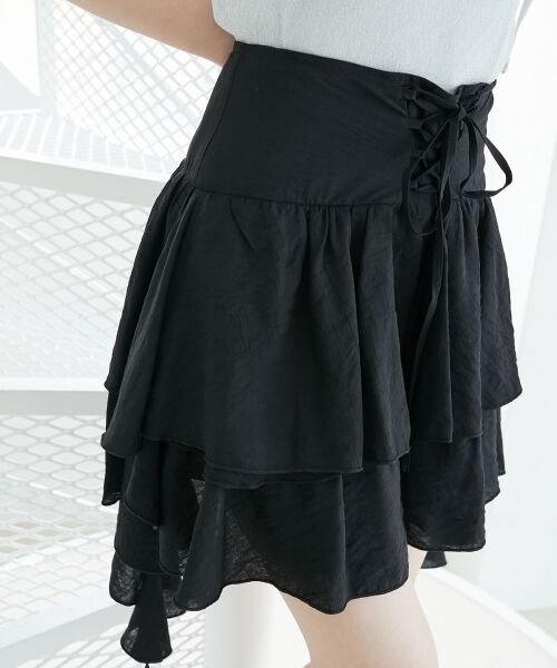 MAJESTIC LEGON / マジェスティックレゴン ミニ・ひざ丈スカート | サイドラッフルティアードミニスカパン | 詳細22
