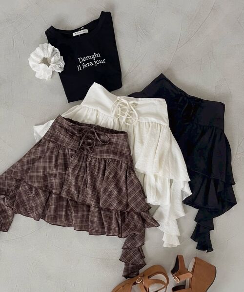 MAJESTIC LEGON / マジェスティックレゴン ミニ・ひざ丈スカート | サイドラッフルティアードミニスカパン | 詳細23