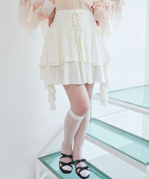 MAJESTIC LEGON / マジェスティックレゴン ミニ・ひざ丈スカート | サイドラッフルティアードミニスカパン | 詳細5
