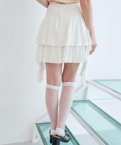 MAJESTIC LEGON / マジェスティックレゴン ミニ・ひざ丈スカート | サイドラッフルティアードミニスカパン | 詳細7