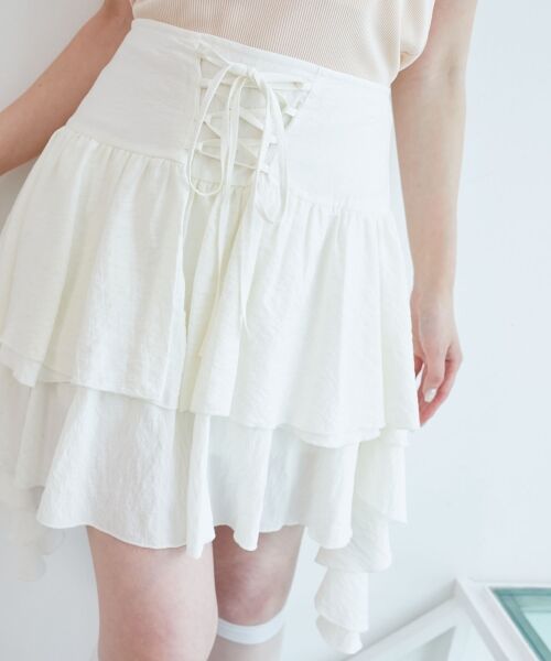 MAJESTIC LEGON / マジェスティックレゴン ミニ・ひざ丈スカート | サイドラッフルティアードミニスカパン | 詳細8