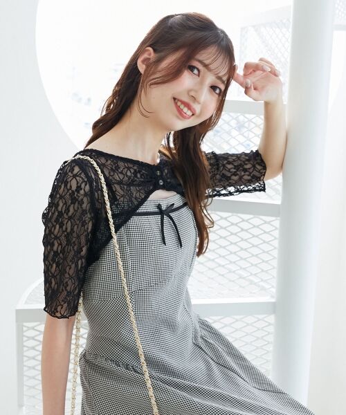 MAJESTIC LEGON / マジェスティックレゴン ミニ丈・ひざ丈ワンピース | トップスセットデコルテオープンワンピ | 詳細19