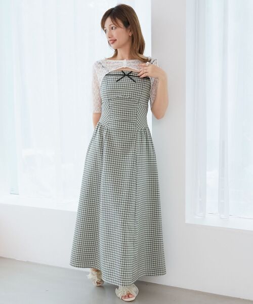 MAJESTIC LEGON/マジェスティックレゴン トップスセットデコルテオープンワンピ ベージュ柄 XS MAJESTIC LEGON/マジェスティックレゴン トップスセットデコルテオープンワンピ ベージュ柄 XS