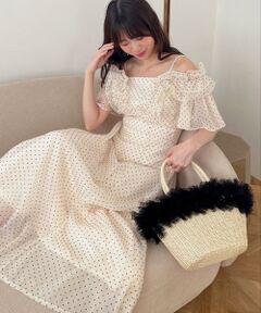 MAJESTIC LEGON / マジェスティックレゴン ミニ丈・ひざ丈ワンピース | バックレースアップフリルワンピース