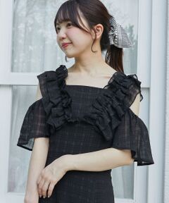 MAJESTIC LEGON / マジェスティックレゴン ミニ丈・ひざ丈ワンピース | バックレースアップフリルワンピース