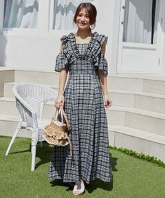 MAJESTIC LEGON / マジェスティックレゴン ミニ丈・ひざ丈ワンピース | バックレースアップフリルワンピース