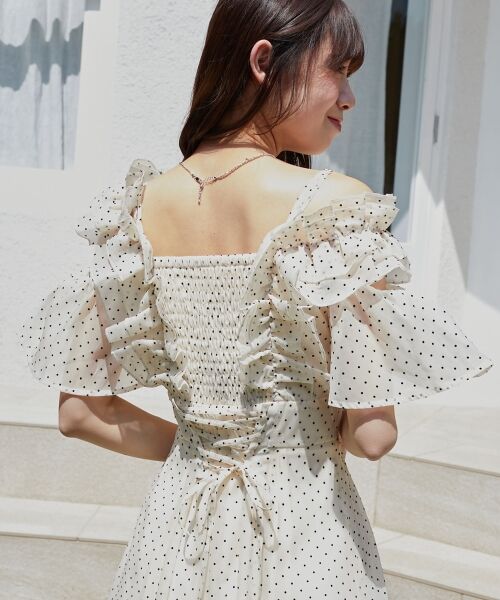 MAJESTIC LEGON / マジェスティックレゴン ミニ丈・ひざ丈ワンピース | バックレースアップフリルワンピース | 詳細13