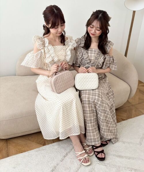 MAJESTIC LEGON/マジェスティックレゴン バックレースアップフリルワンピース ブラウン柄 S MAJESTIC LEGON/マジェスティックレゴン バックレースアップフリルワンピース ブラウン柄 S