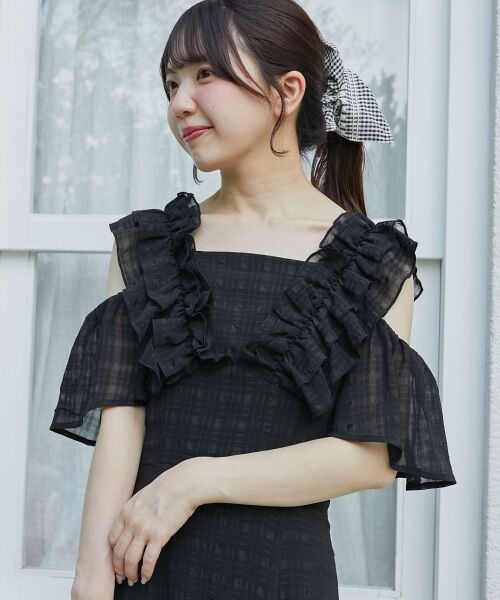 MAJESTIC LEGON/マジェスティックレゴン バックレースアップフリルワンピース プラチナ S MAJESTIC LEGON/マジェスティックレゴン バックレースアップフリルワンピース プラチナ S