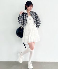 MAJESTIC LEGON / マジェスティックレゴン ミニ丈・ひざ丈ワンピース | ギャザーフリルミニワンピ