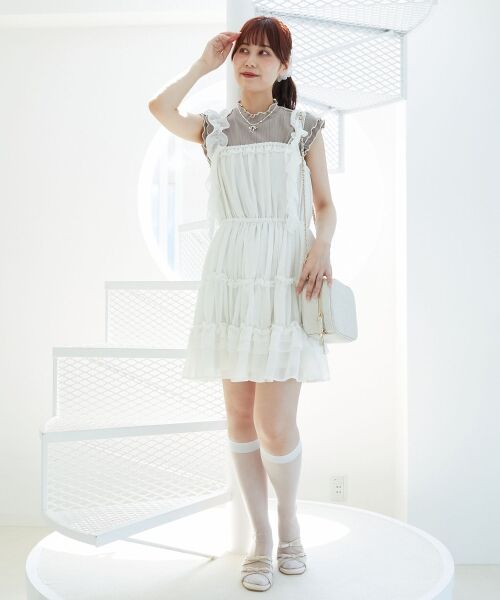 MAJESTIC LEGON / マジェスティックレゴン ミニ丈・ひざ丈ワンピース | ギャザーフリルミニワンピ | 詳細1