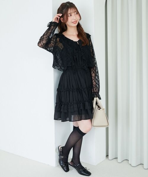 MAJESTIC LEGON / マジェスティックレゴン ミニ丈・ひざ丈ワンピース | ギャザーフリルミニワンピ | 詳細27