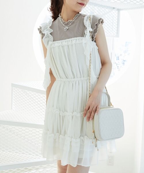 MAJESTIC LEGON / マジェスティックレゴン ミニ丈・ひざ丈ワンピース | ギャザーフリルミニワンピ | 詳細3